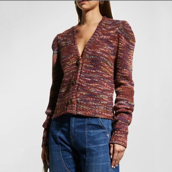 Veronica Beard Amosa Knit Puff-Sleeve Cardigan Size XS NWT - Picture 1 of 13